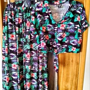 Two Piece Tropical Maxi Shirt Set